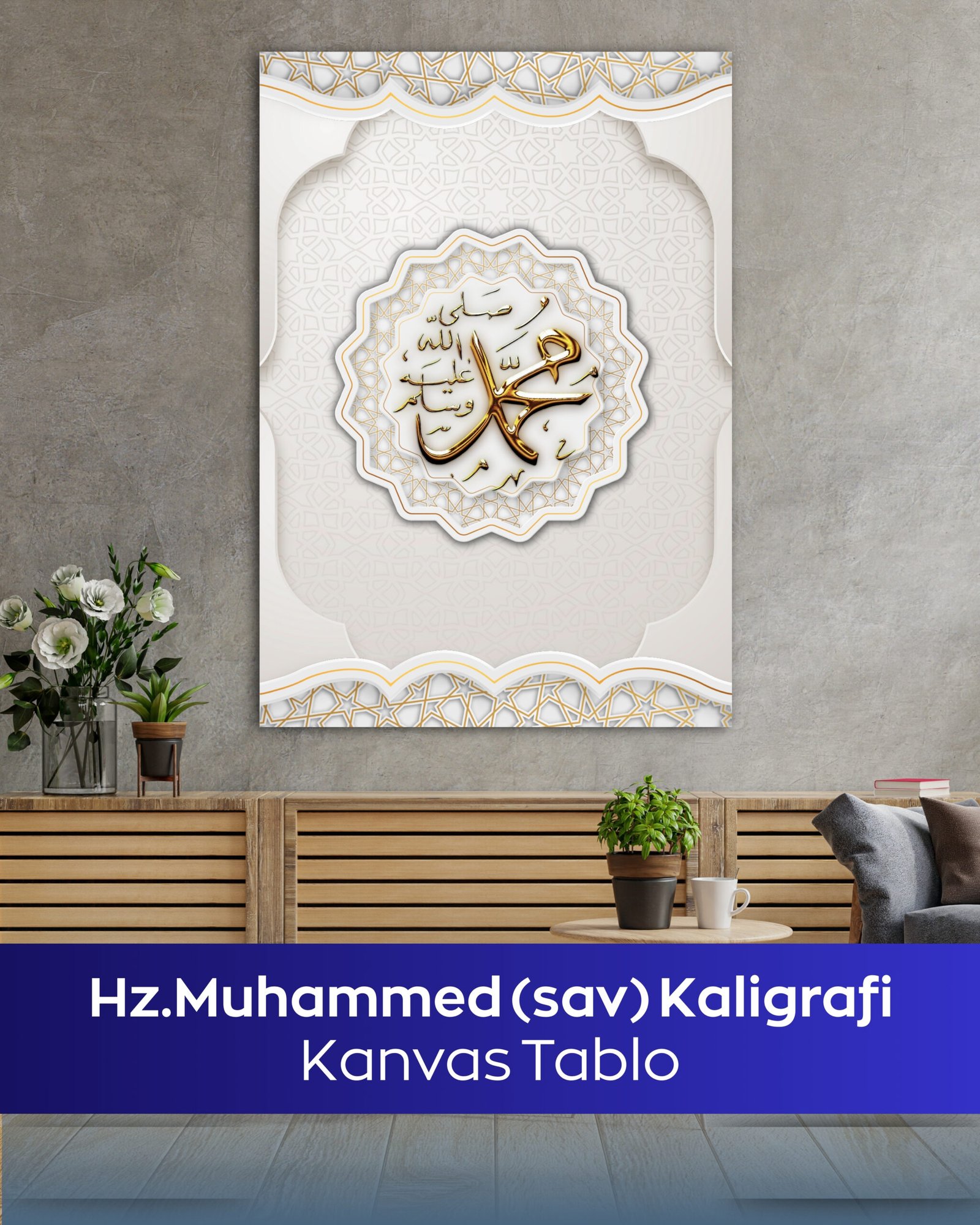 Hz. Muhammed (sav) Kaligrafi Kanvas Tablo