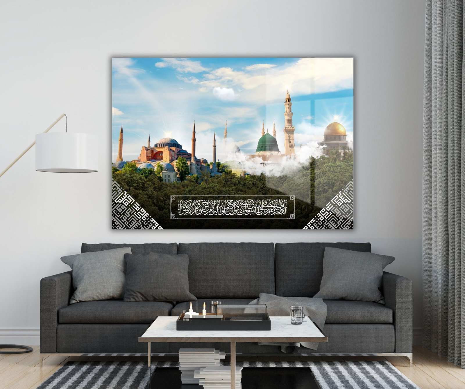 Ayasofya, Medine ve Kudüs Temalı Cam Tablo