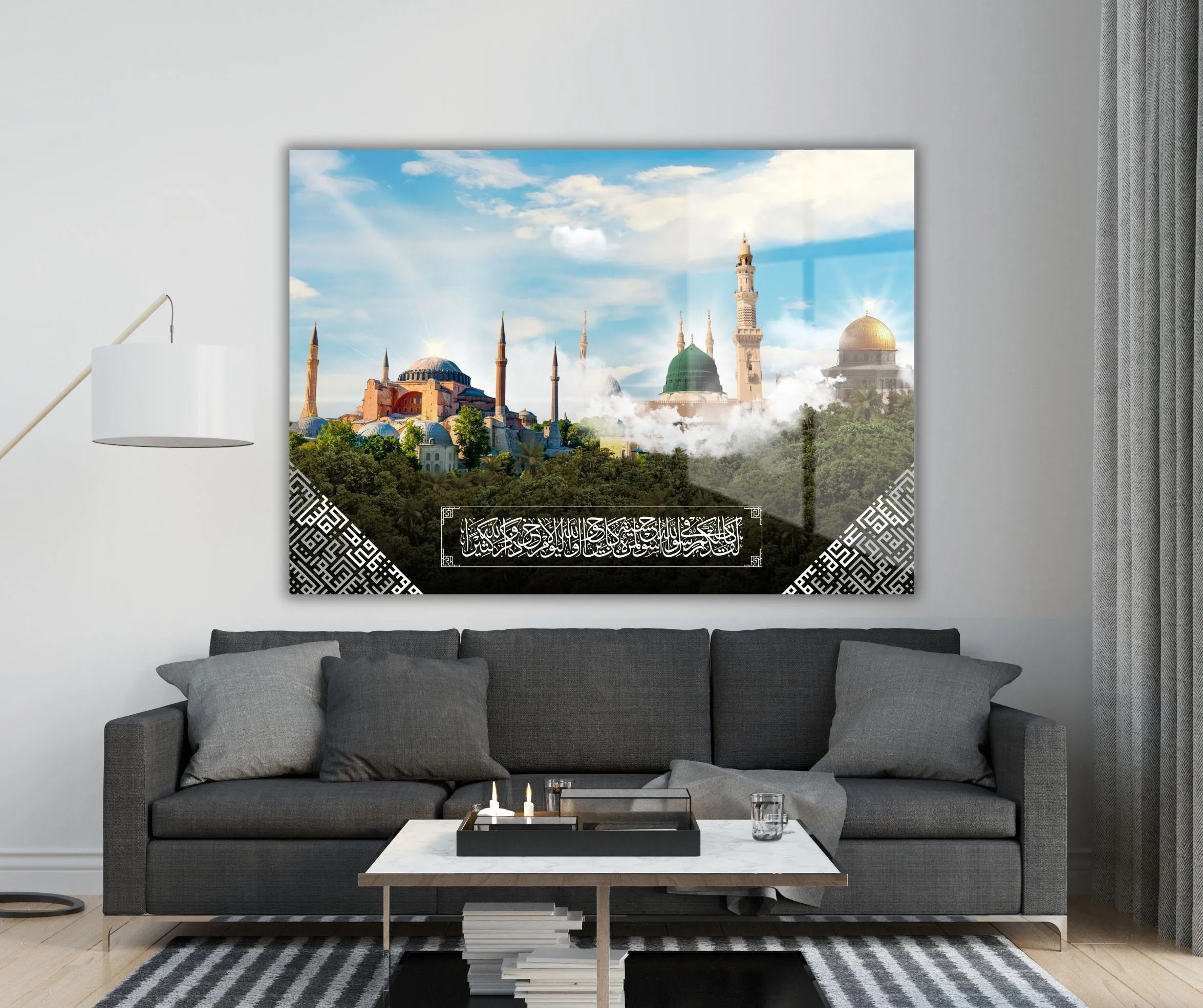Ayasofya, Medine ve Kudüs Temalı Cam Tablo