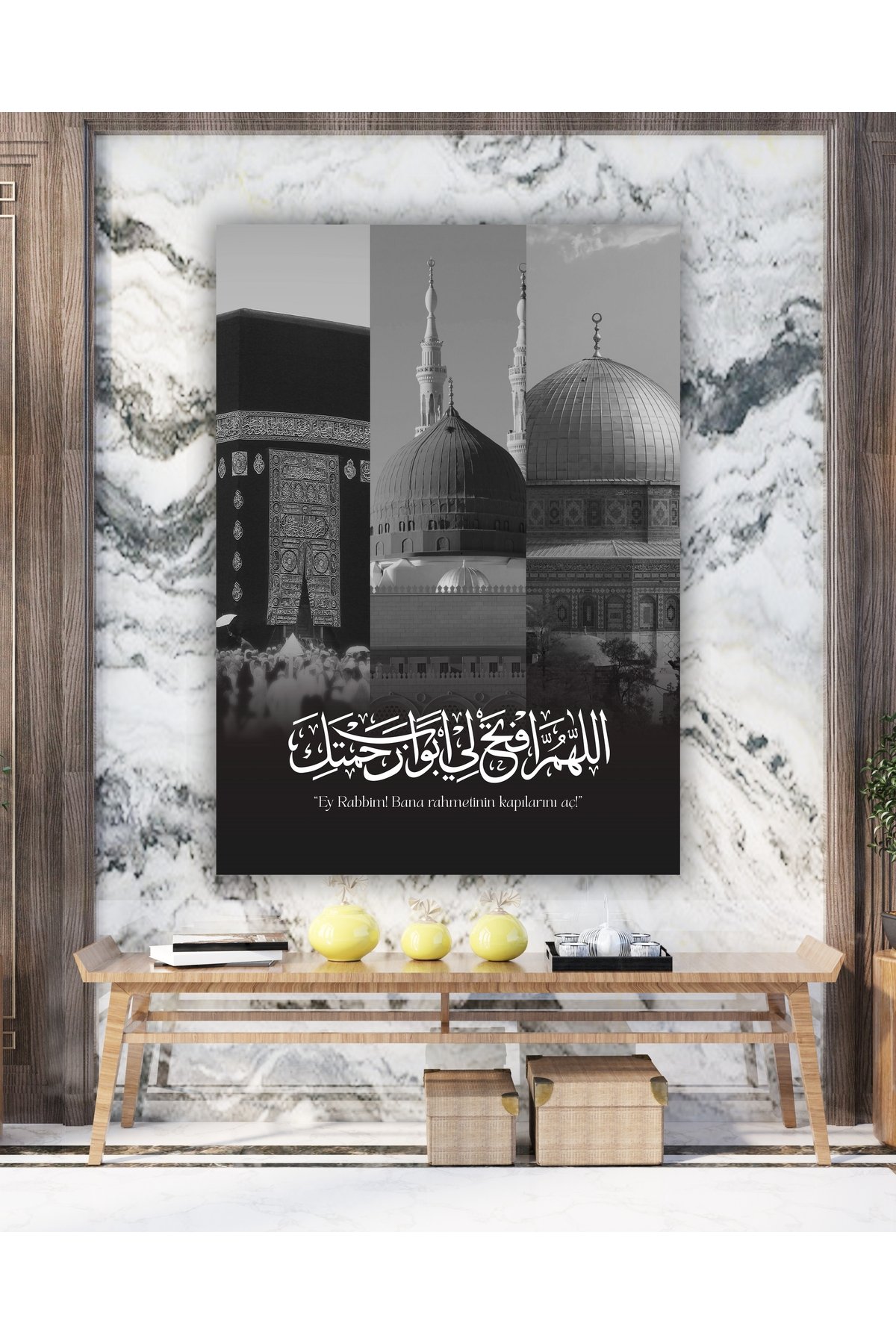 Üç Kutsal Mescid & Mescid Duası İslami Kanvas Tablo