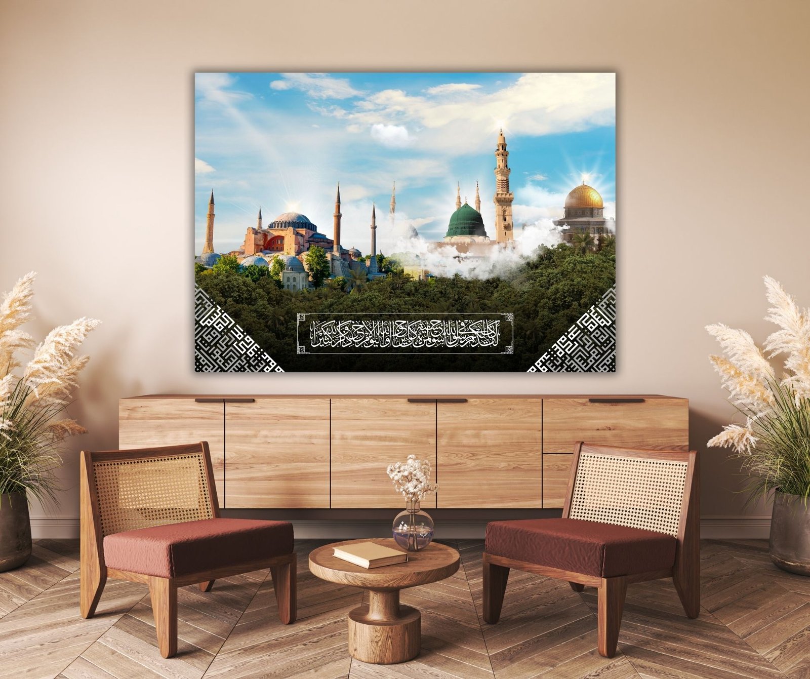 Ayasofya, Mescid-i Nebevi ve Kudüs Temalı Kanvas Tablo