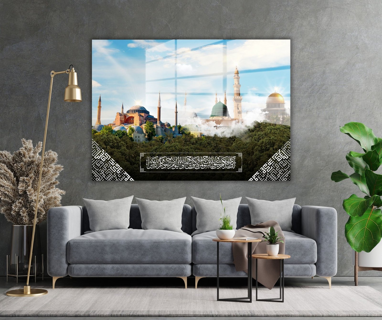 Ayasofya, Medine ve Kudüs Temalı Cam Tablo