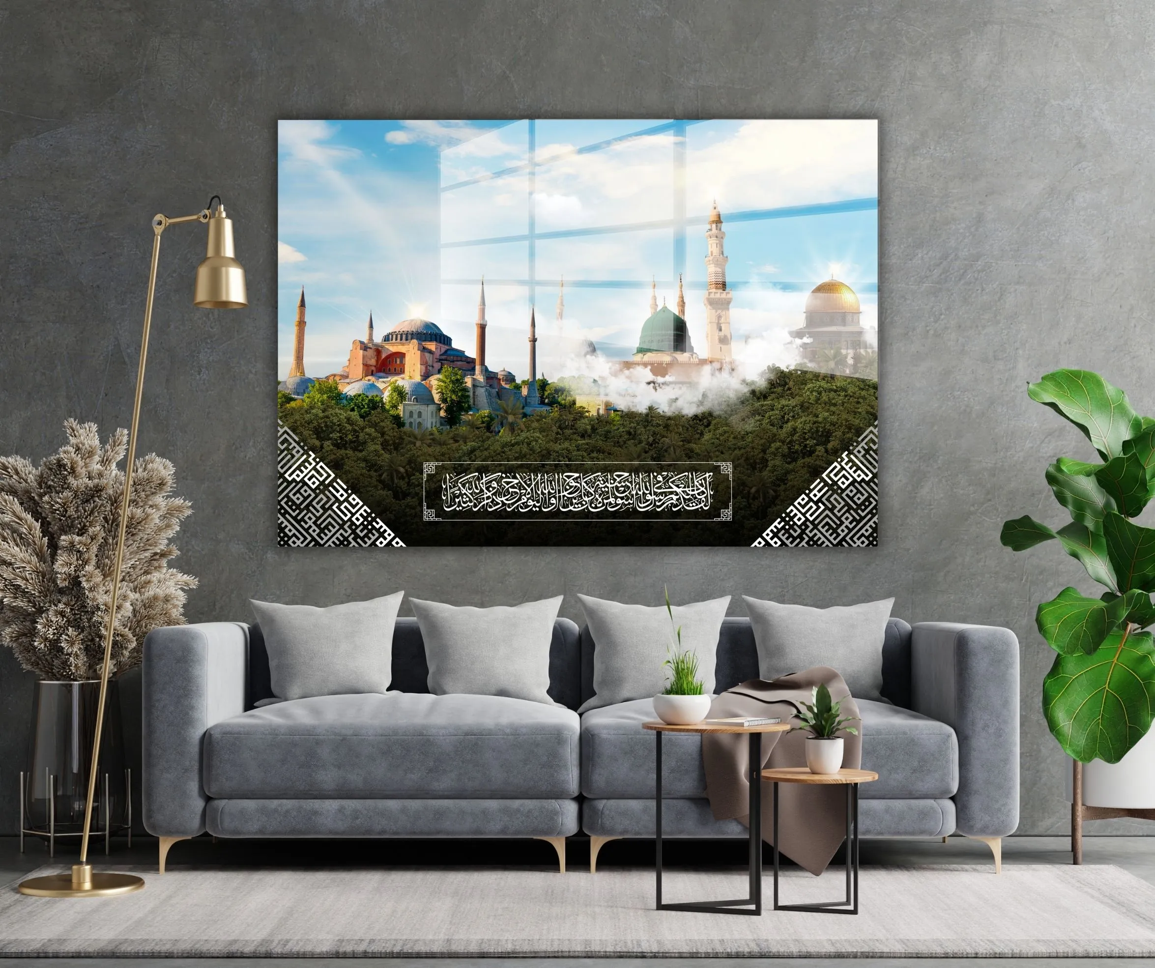 Ayasofya, Medine ve Kudüs Temalı Cam Tablo